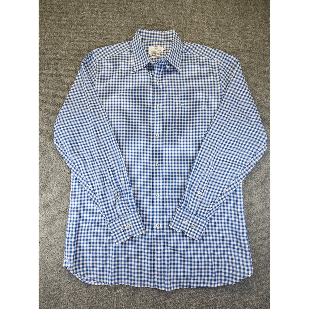 Sourhern Tide Mens Medium Classic Fit Blue Check Long Sleeve Button up 1777
